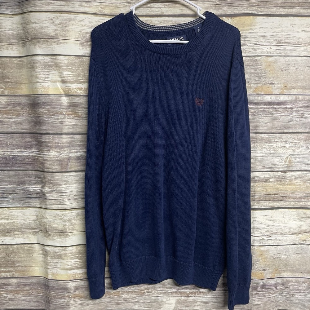 Chaps Men's Large Navy Blue Sweater Pullover Grandpa‎ Preppy Old Money Vintage